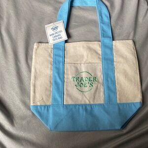 blue pastel canvas trader joe’s tote bag